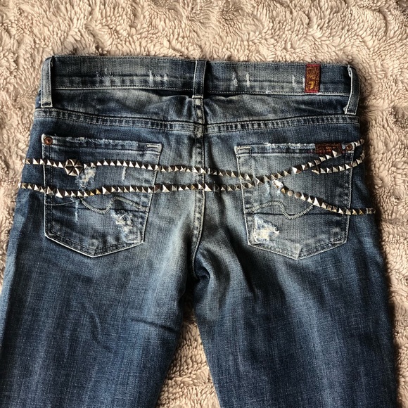 ❌❌SOLD❌❌. 7FAMK Roxanne Crystal Encrusted jeans with Swarovski Crystal - Picture 6 of 8